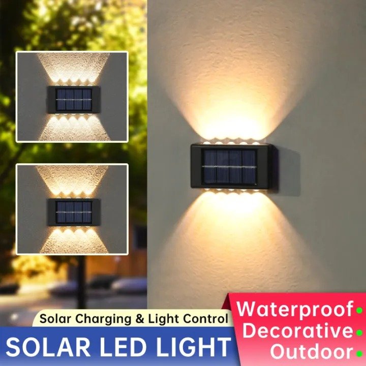 6 LED 2 Pcs Solar Wall Lamp-up And Down