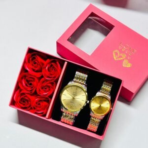 Valentine Couples Watch With Rose Box