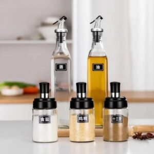 5 Pcs Flanek Glass Oil Bottle Set