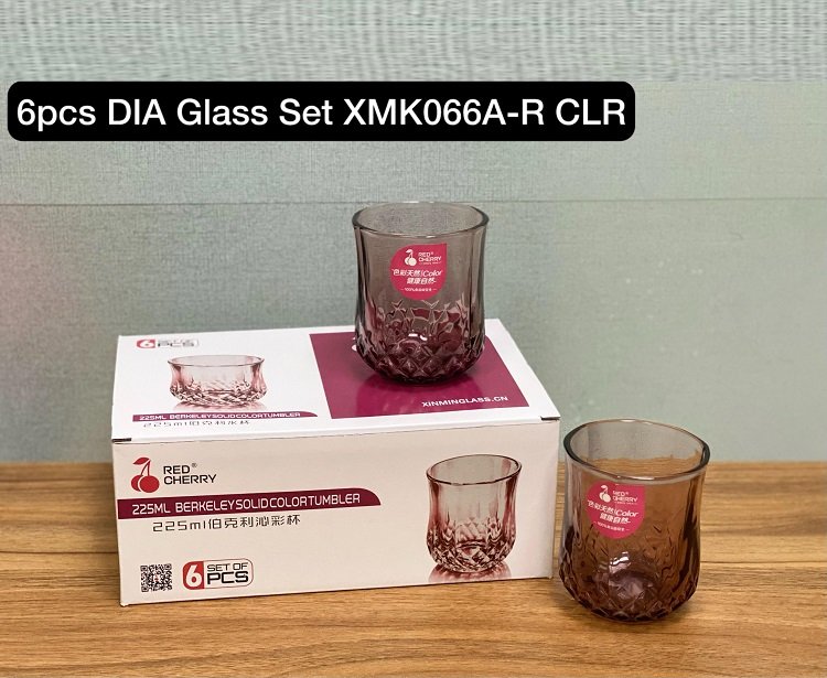 Red Cherry Berkeley Solid 6 Pcs Glass Set - 225ml