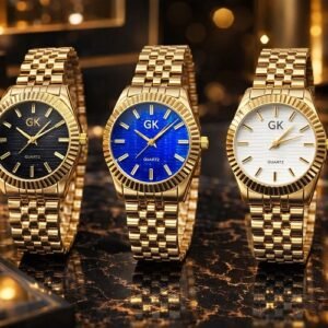 GK Luxury Quartz Watch – Timeless Gold Edition