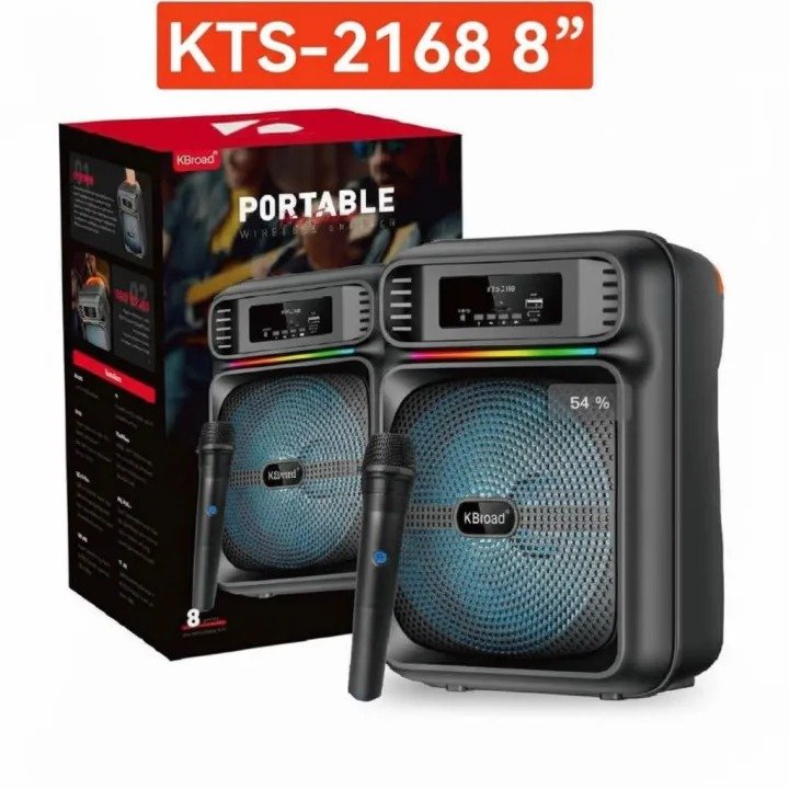 KTS-2168 8 Inch Portable Speaker With Karaoke Mic - Image 2