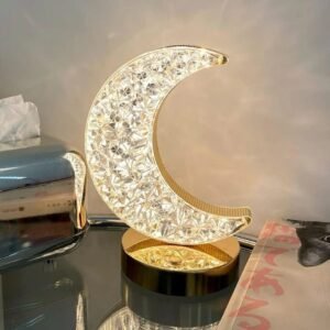 Diamond Crystal Moon Shaped Rechargeable Table Lamp