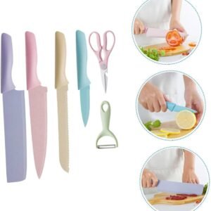 6 Pcs Colorful Knife Set With Cutting Board