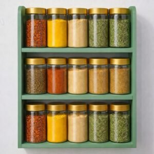3 Layer Wooden Rack With 15 Spice Bottle