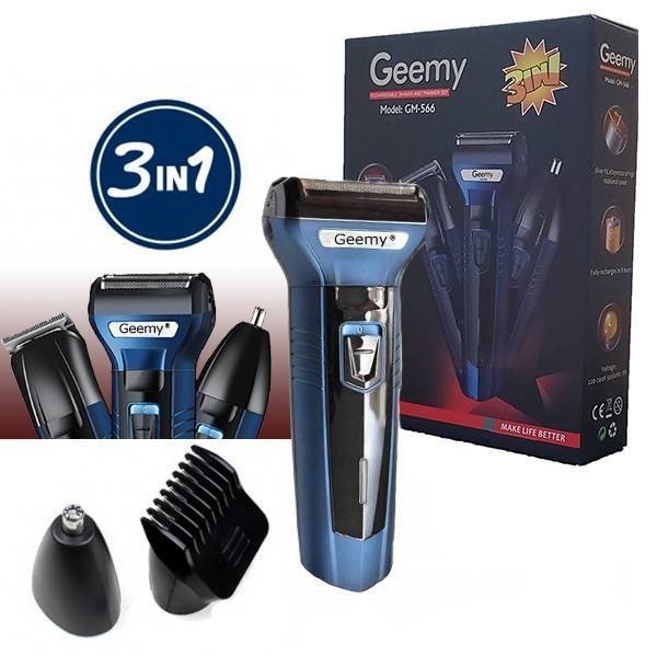 GM-566 Geemy 3 in 1 Rechargeable Shaver & Trimmer