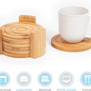 6 Pcs Round Bamboo Coaster Set - 788-2