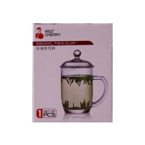 Red Cherry 350ml Glass Teacup With Lid