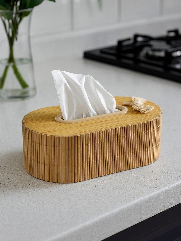Wooden Style Oval Tissue Box - 769-3
