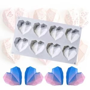 8 Slot Diamond Heart Silicone Mold