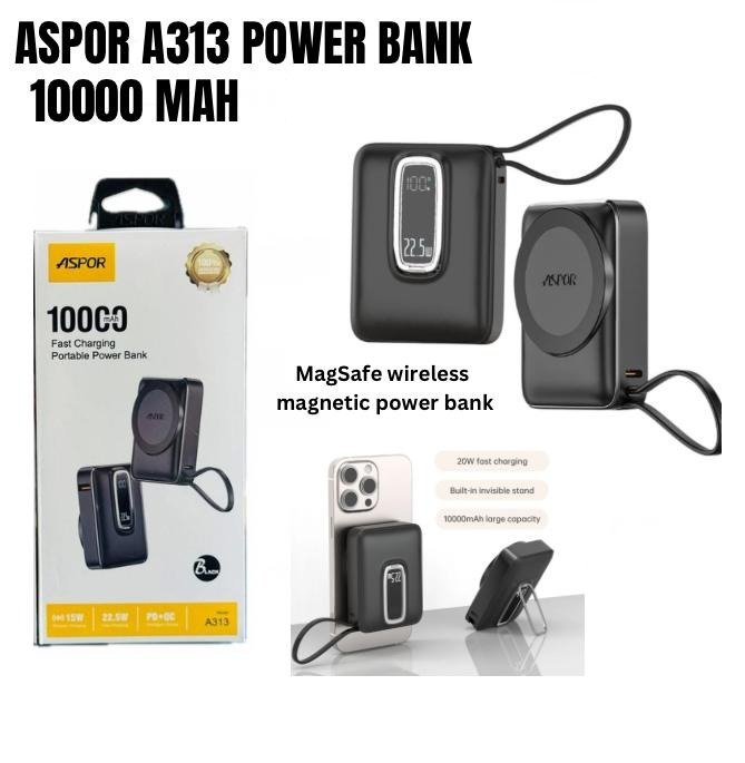 Aspor A313 10000mAh Magnetic Wireless Power Bank