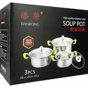 3 Pcs Soup Pot With Glass Lid